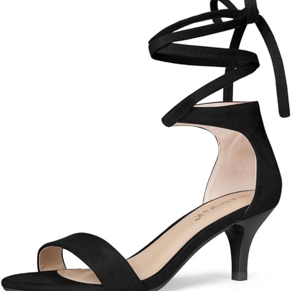 NIB Allegra K Women's Kitten Heel Lace Up in Black Size 9 - Picture 1 of 7